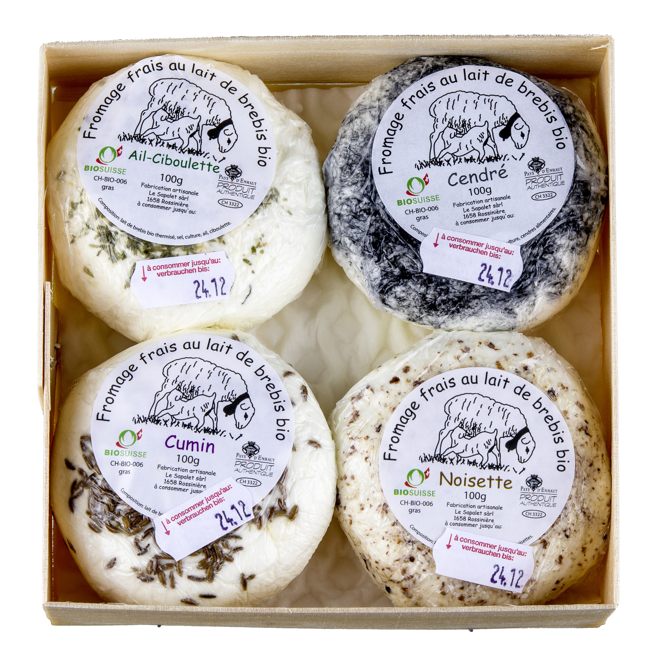002997_Le Sapalet Schaffrischkäse assortiert 4 Stück Fromge de brebis ass. – Image 1