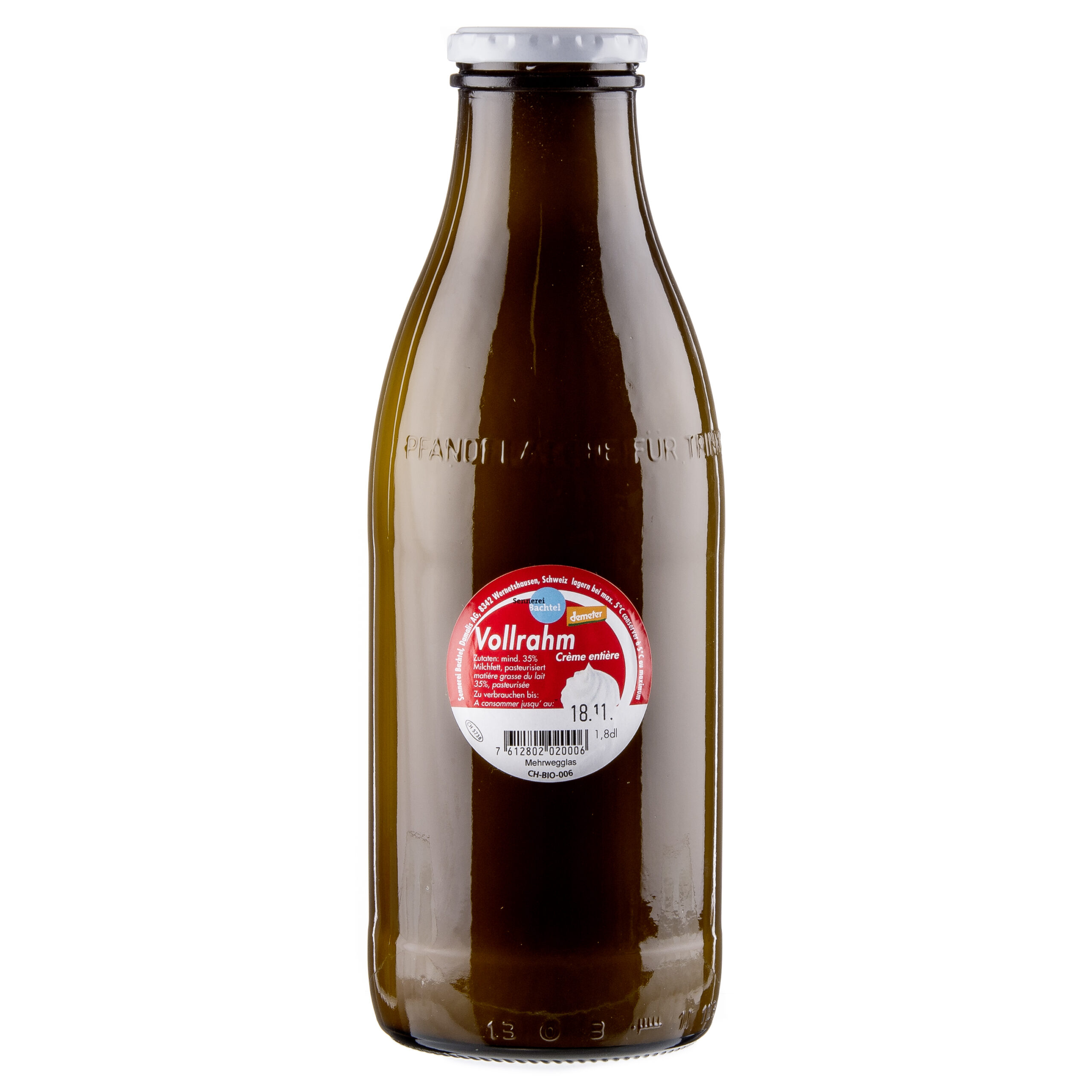 001835_Sennerei Bachtel Vollrahm past 1 l Crème entière 35% – Image 1