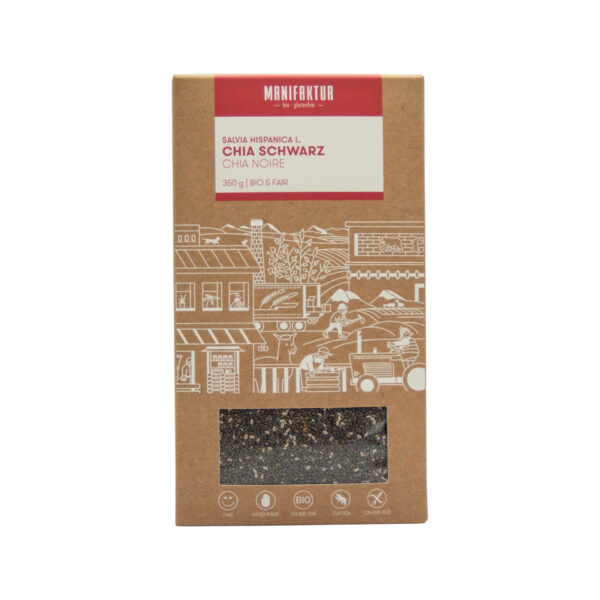 Graines de chia noires (Salvia hispánica L.), sans gluten