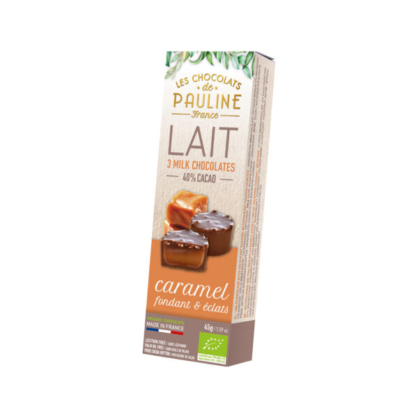 Bouchées de chocolat au lait, fourreées au caramel